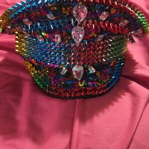 Colorful Sequin and Studded Cap
